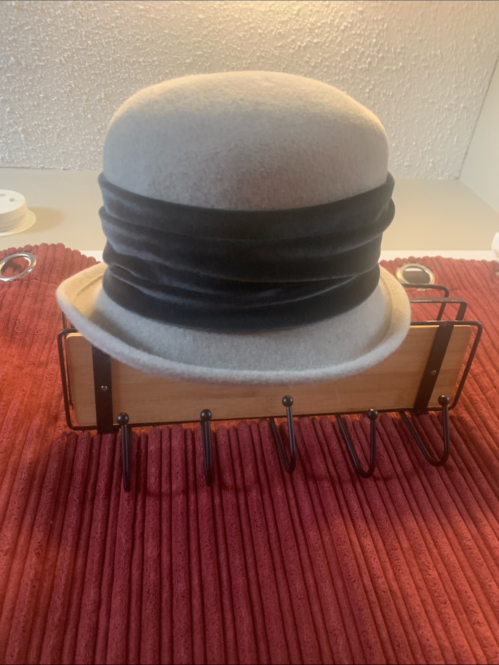 Classic Gray Felt Bowler Hat with Grey Velvet Band